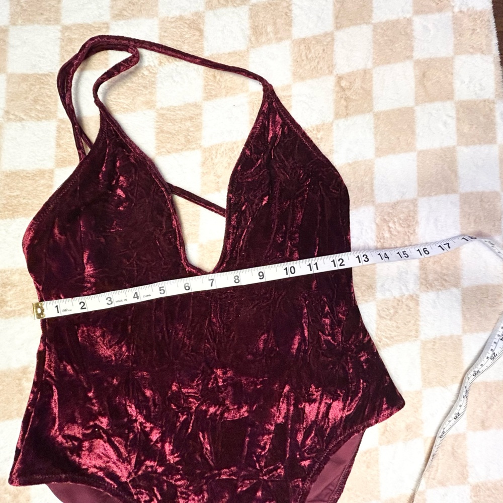 Forever 21 Burgundy Velvet One Piece swimsuit - Picture 5 of 7